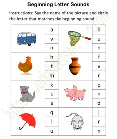 the beginning letter sounds worksheet with pictures and words to help students learn how to read