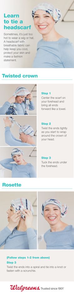 Protect your skin from the sun and make a fashion statement with this headscarf tutorial. Learn more about cancer treatment side effect help at Walgreens.com/SideEffectHelp Headscarf Tutorial, Dred Locks, Medication Side Effects, Beautiful Shoulders, Head Scarfs, Head Scarf Styles, Curly Girl Method, Turbans, Hair Dos