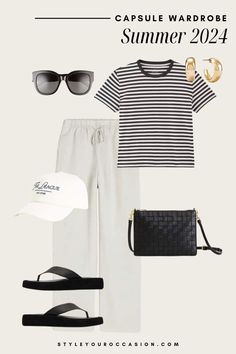 2024 Summer Capsule Wardrobe: Easy & Chic Outfits You'll Love! Wardrobe Essentials List, Capsule Wardrobe List, Wardrobe List, Casual Capsule Wardrobe, Capsule Wardrobe Women, Spring Summer Capsule Wardrobe, Neutral Capsule Wardrobe, Vintage Wash Jeans, Easy Chic