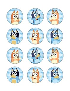 cartoon character stickers with dogs on them