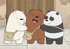 three cartoon bears standing next to each other