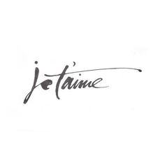 the word je t'aime written in cursive writing on a white background