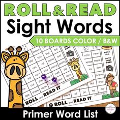 Sight Words Roll & Read Activity Boards - Dolch Primer List - Hot Chocolate Teachables Primer Sight Words, Sight Word Reading, Reading Games, Game Boards, Activity Board, Reading Words, Easy Activities, Word List, Reading Activities