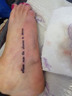 a woman's foot with a tattoo that reads, i am not afraid to see the