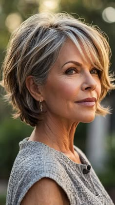 Stylish Short Hairstyles for Women Over 50 Short Hair Styles For Women Pixie, Short Haircut Over 60, Short Hair For Older Women Over 60, Over 60 Haircuts, Short Choppy Hairstyle Women, Messy Hairstyles For Women, Short Hair Long Bangs, Short Hairstyle Ideas, Short Wavy Bob