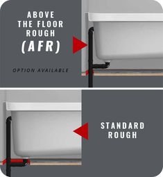 there are two pictures showing how to install the floor rough aff and standard rough