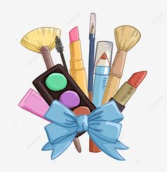 Makeup Brush Png, Cosmetic Illustration, Makeup Cartoon, Makeup Png, Cosmetics Illustration, Makeup Clipart, Brush Png, Cartoon Makeup, Feather Background