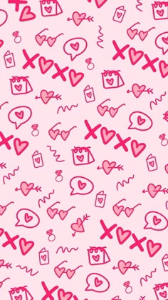 hearts and crosses on a pink background