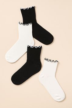 Set of two socks Nylon, polyester, acrylic, wool, elastane Imported | Merino Ruffle Crew Socks, Set of 2 by Anthropologie in Black, Women's, Polyester/Nylon/Wool Ruffle Socks, Tights For Women, Ruffled Socks, Womens Socks, Women's Socks, Christmas Socks, Socks And Tights, 50 Fashion, Socks Women