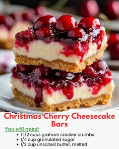 Christmas Cherry Cheesecake Bars... - Yummy Homemade Recipes