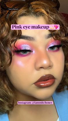 Fairly Make Up, Pricked Jeffree Star Looks, Colourful Makeup Ideas, Pink And Red Makeup Looks, Easy Pink Eyeshadow Looks, Pink Rave Makeup, Pink Euphoria Makeup, Pink And Blue Eye Makeup, Pink Eye Looks