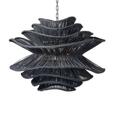 a black chandelier hanging from a chain