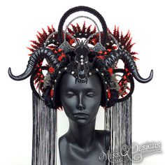 Miss G Designs, Horns Costume, Cosplay Horns, Dark Goddess, Theatre Makeup, Headpiece Diy, High Fashion Makeup, Horn Headband, Head Pieces