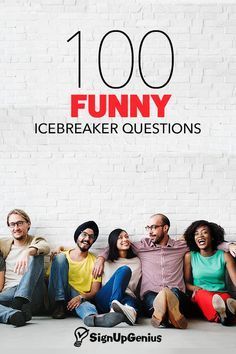 an ad for the icebreakerer question is shown with people sitting on a couch in front of a white brick wall