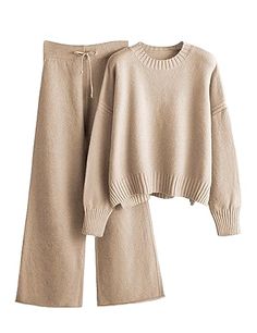 Are you looking for ways to elevate your casual style? Whether you're searching for cozy loungewear and lounge sets or looking for a polished and put together option instead of sweat pants, these matching sets from Amazon Fashion have you covered. Knit Loungewear, Wide Leg Pant Suit, Work Pants Women, Loose Fit Sweater, Winter Knit Sweater, Casual Chique, Pullover Outfit