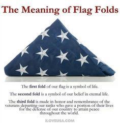 an american flag folded in the shape of a pyramid with words describing meaning and meaning