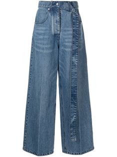 marbled indigo blue cotton-denim high waist button fly fastening belt loops classic five pockets wide leg long length Alexander Wang Jeans, High Waisted Wide Leg Jeans, Denim Belt, Jeans For Women, Wide Leg Denim, Indigo Blue, High Waisted Denim, High Jeans, Long Length