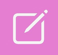 a pink square with a pen on it and the word's logo in white