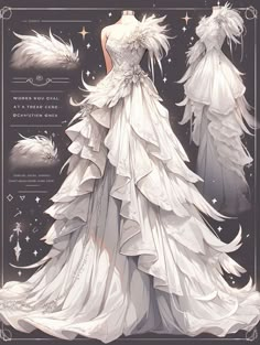 an illustration of a white wedding dress with angel wings