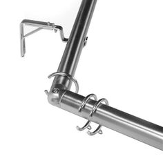 a metal pole with two brackets attached to the top and bottom of it, against a white background