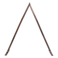 two wooden triangle shaped objects with metal handles on each side, against a white background