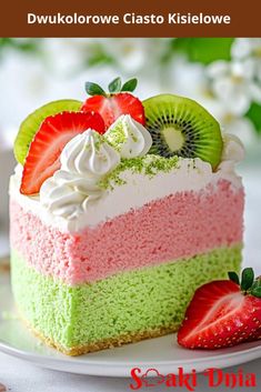 there is a piece of cake with fruit on top