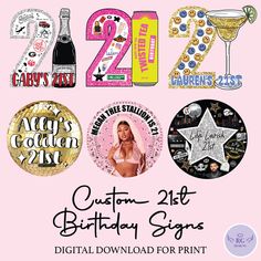 the 21st birthday signs are available for everyone to see on their website or in print