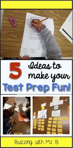 five images with text that says 5 ideas to make your test prep fun