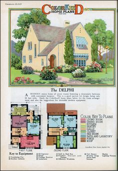 an old house is featured in this advertisement for the delphi home plans, which was built