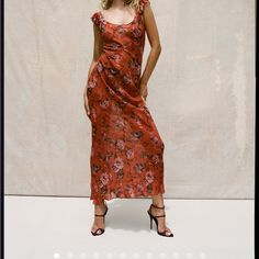 Beautiful Sheer Red Dress, Needs A Slip Under Never Worn Nwot Realisation Par, Frill Sleeves, Pullover Designs, U Neck, City Chic, Floral Maxi, Floral Maxi Dress, Floral Printed, Sicily