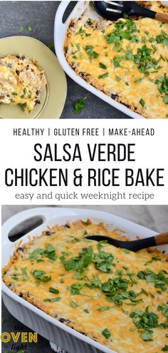 an image of salsa verde chicken and rice bake