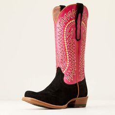 Derby Monroe Western Boot Western Boots With Cushioned Footbed, Pink Suede Boots With Round Toe, Casual Pink Snip Toe Boots, Casual Pink Almond Toe Boots, Western Boots With Vibram Sole And Round Toe, Western High-top Boots With Rubber Sole, Casual Pink Suede Boots, Pink Leather Sole Round Toe Boots, Pink Boots With Leather Sole And Round Toe