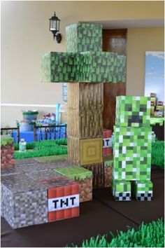 an image of a minecraft themed birthday party