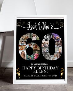 a black and gold 60th birthday photo collage