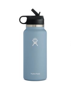 the hydro flask water bottle is shown in light blue