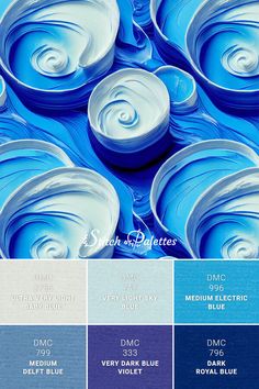 blue and white color palettes with the names dmg, dark blue, deep blue