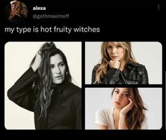 three pictures of different women with long hair and one has her hand on her head