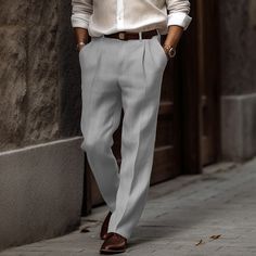 Season:Spring  Summer; Fabric:Linen Cotton Blend; Gender:Men's; Style:Fashion,Basic; Occasion:Casual,Daily,Holiday; Fit Type:Regular Fit; Function:Comfort,Breathable; Waistline:Mid Waist; Pattern:Plain; Design:Straight Leg,Front Pocket,Button; Brand:OUKU; Pants Type:Summer Pants,Linen Pants; Fly Type:Button; Front page:FF; Listing Date:12/20/2023; Hips:; Length:; Waist:; Fit US Size: Mens Linen Pants, Daily Holidays, Business Pants, Cotton Linen Pants, Mens Linen, Summer Pants, Green And Khaki, Type Of Pants, Color Khaki