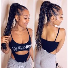 I’m in LA , my boo @parkermckennaaa ‼️boho feedin ponytail… Feedin Ponytail, Braided Ponytail Hairstyles, Girls Hairstyles Braids, Scene Hair, Cornrow Hairstyles, African Braids Hairstyles, African American Hairstyles, Braided Hairstyles For Black Women, Easy Hairstyles For Long Hair