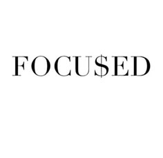 the word focused written in black on a white background