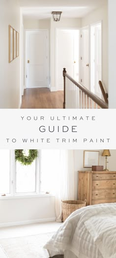 a bedroom with white walls and wood floors is featured in the article how to choose the best paint for trim