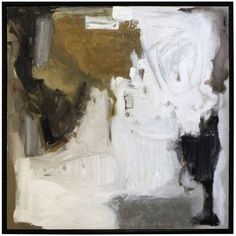 an abstract painting with white and brown colors