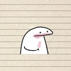 a drawing of a white bird with pink beak