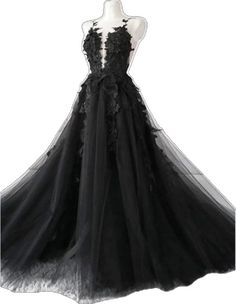 Black Floor-length Dress For Halloween, Sheer Prom Dress, Black Bridal Dresses, Prom Dresses Long Black, Black Lace Wedding Dress, Black Lace Wedding, Long Black Evening Dress, Black Lace Prom Dress, Black Wedding Gowns