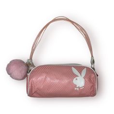 vintage early 2000s Playboy pink cylinder shoulder bag  - good used condition. some yellowing/signs of wear to the handles as shown in photos. pompom is attached to the main zipper and IS NOT removable. no holes, stains, or rips  MEASUREMENTS: (approximate) - length: 8" - width: 12" - drop of handle: 8.5" message me with any questions! PRICE IS FIRM Y2k Early 2000s, Doll Wardrobe, Girly Bags, Cute Bags, Early 2000s, Christmas List, Cute Fashion, Purses And Handbags, Shoulder Bags