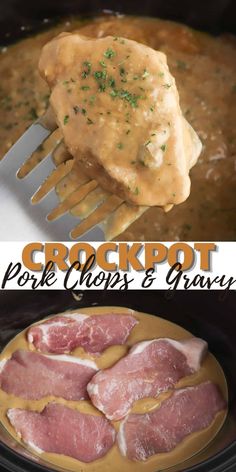 crockpot pork chops and gravy recipe in the slow cooker