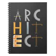 a spiral notebook with the letters r and h written in different font styles on it