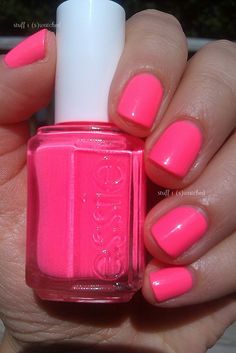 Bright Pink Nails, Pink Nail Polish, Essie Nail Polish, Essie Nail, I Love Nails, Love Nails