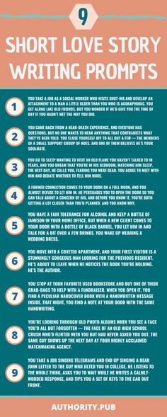 the top ten short love story writing prompts infographical poster by authority pub