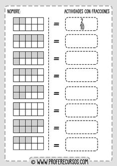 the printable worksheet for numbers and fractions to be written in spanish